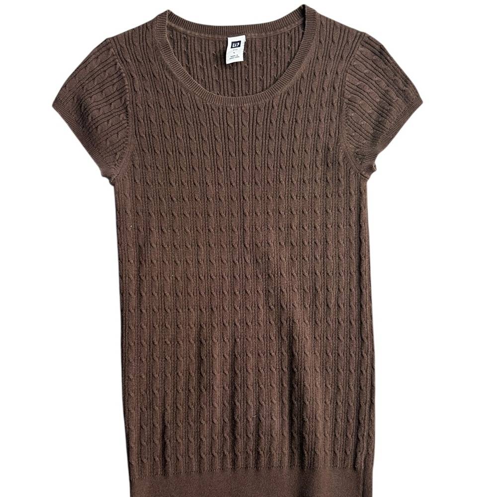 GAP Women’s Brown Cable Knit Short Sleeve Sweater Top‎ Size Large